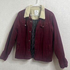 Cold Culture Burgundy Corduroy Sherpa Lined Jacket Small